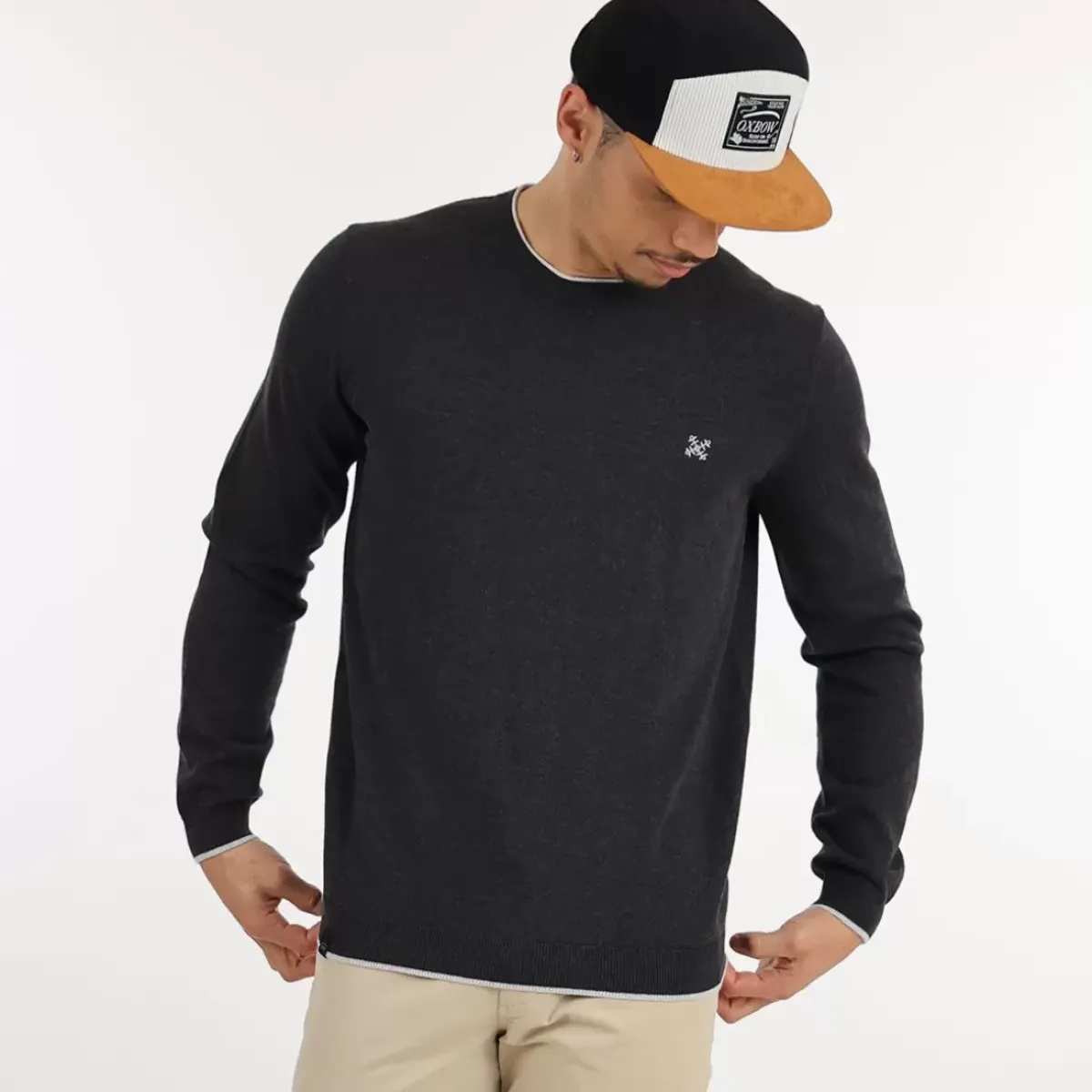 OXBOW Essentials|Clothing-Sweater PERONI - Noir Chiné Heather Black