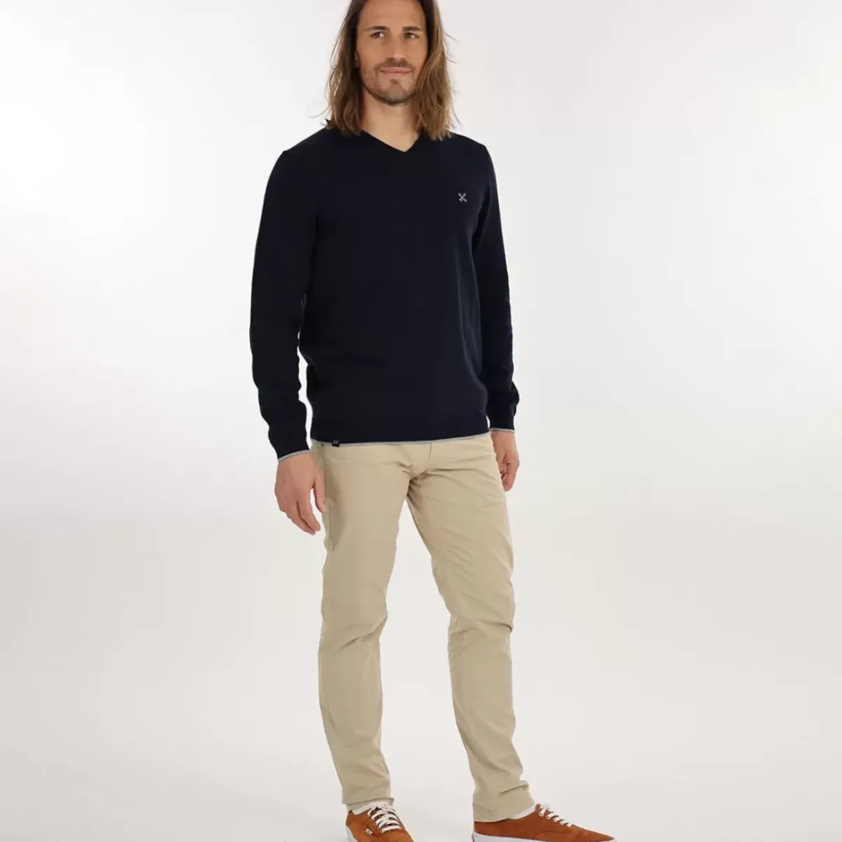 OXBOW Essentials|Sweater, Cardigan-Sweater PIVEGA - Deep Marine Chiné Heather Deep Marine